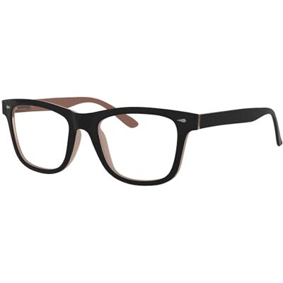 Eyekepper Lunettes de lecture pour homme et femme avec grands verres carrés et charnières à ressort en noir et marron Eyekepper Lunettes de lecture pour homme et femme avec grands verres carrés et charnières à ressort en noir et marron