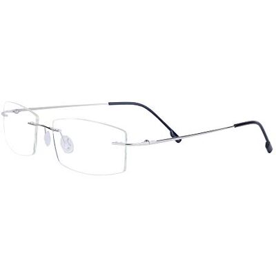 JoXiGo Lunettes de lecture sans monture pour homme et femme Monture ultra légère avec étui à lunettes (Argenté +1.0) JoXiGo Lunettes de lecture sans monture pour homme et femme Monture ultra légère avec étui à lunettes (Argenté +1.0)