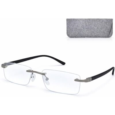 Mini Brille Lunettes anti-lumière bleue sans monture noires +1,0, pour courriels Mini Brille Lunettes anti-lumière bleue sans monture noires +1,0, pour courriels