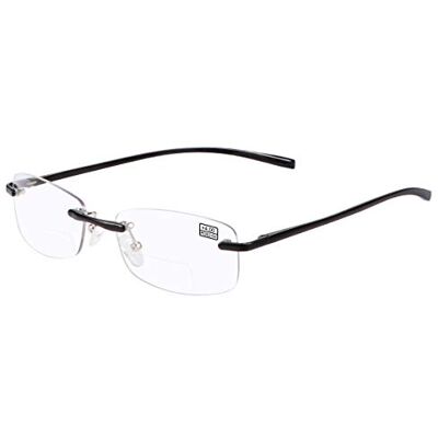 MIRYEA Lunettes de lecture bifocales sans monture Bleu Bloque la lumière Avec charnière à ressort Vintage Pour homme et femme En alliage de titane Grossissement Filtre de lumière bleue - MIRYEA Lunettes de lecture bifocales sans monture Bleu Bloque la lumière Avec charnière à ressort Vintage Pour homme et femme En alliage de titane Grossissement Filtre de lumière bleue -