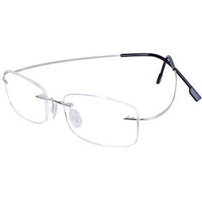 JoXiGo Lunettes de lecture sans monture pour homme femme flexibles tiges en métal ultra légères (13 g) avec étui, argent, argent JoXiGo Lunettes de lecture sans monture pour homme femme flexibles tiges en métal ultra légères (13 g) avec étui, argent, argent