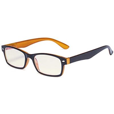 Eyekepper Lunettes de lecture d'ordinateur avec charnières à ressort Protection UV Anti-rayons bleus Verres teintés jaunes Monture noir et jaune Eyekepper Lunettes de lecture d'ordinateur avec charnières à ressort Protection UV Anti-rayons bleus Verres teintés jaunes Monture noir et jaune