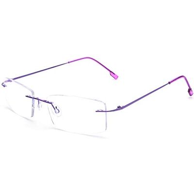 Fuisetaea Lunettes de lecture sans monture Lecteurs légers en titane Hommes Femmes, Violet, 2.25 Fuisetaea Lunettes de lecture sans monture Lecteurs légers en titane Hommes Femmes, Violet, 2.25