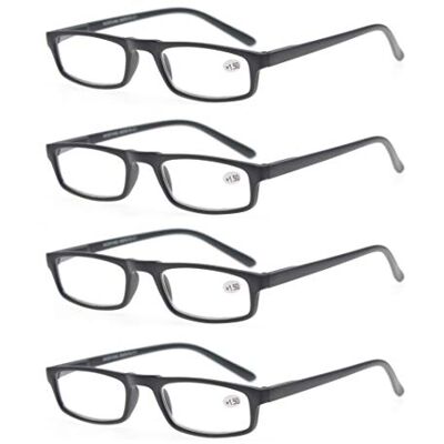 MODFANS Lot de 4 Lunettes de Lecture Homme Femme,Lunettes Loupe Monture Legere Branches a Ressort,Lunettes de Vue Rectangle MODFANS Lot de 4 Lunettes de Lecture Homme Femme,Lunettes Loupe Monture Legere Branches a Ressort,Lunettes de Vue Rectangle