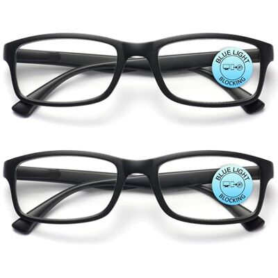 OPULIZE PEP Lunettes de lecture pour homme et femme, lumière bleue, monture rectangulaire avec lunettes d'ordinateur et de jeu anti-éblouissement, protection UV et anti-fatigue, noir mat + 1 (2 pièces OPULIZE PEP Lunettes de lecture pour homme et femme, lumière bleue, monture rectangulaire avec lunettes d'ordinateur et de jeu anti-éblouissement, protection UV et anti-fatigue, noir mat + 1 (2 pièces