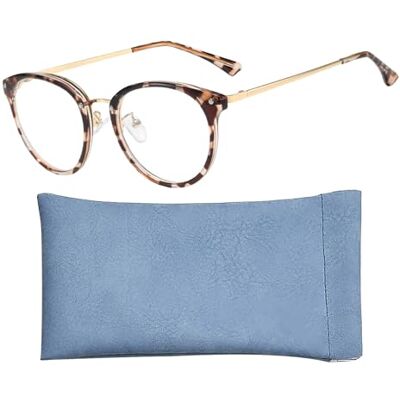 KRYMSON 1 paire de lunettes anti-lumière bleue, 1 poche à lunettes, lunettes à monture ovale, lunettes rétro, anti-éblouissement et anti-fatigue oculaire, or, 56 x 137 x 149 mm KRYMSON 1 paire de lunettes anti-lumière bleue, 1 poche à lunettes, lunettes à monture ovale, lunettes rétro, anti-éblouissement et anti-fatigue oculaire, or, 56 x 137 x 149 mm
