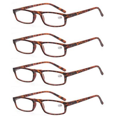 MODFANS Lot de 4 Lunettes de Lecture Homme Femme,Lunettes Loupe Monture Legere Branches a Ressort,Lunettes de Vue Rectangle MODFANS Lot de 4 Lunettes de Lecture Homme Femme,Lunettes Loupe Monture Legere Branches a Ressort,Lunettes de Vue Rectangle