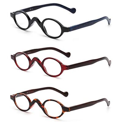 JM 3 Paires Petits Lunettes De Lecture Ovales Vintage Lunettes De Vue Charnière à Ressort pour Lecteur Homme Femme +1.25 Noir & Rouge & Tortue JM 3 Paires Petits Lunettes De Lecture Ovales Vintage Lunettes De Vue Charnière à Ressort pour Lecteur Homme Femme +1.25 Noir & Rouge & Tortue
