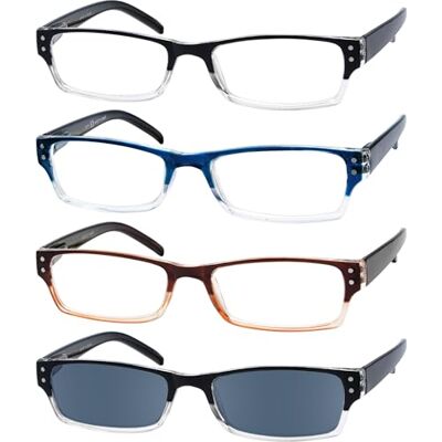 Eyekepper Lot de 4 Lunettes de Lecture Charnieres a ressort (verre transparent) Eyekepper Lot de 4 Lunettes de Lecture Charnieres a ressort (verre transparent)
