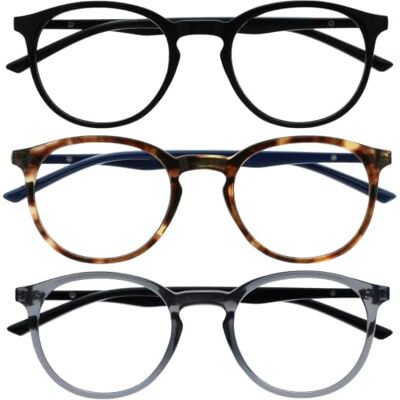 Opulize MET Lunettes de lecture - Pack de 3 Monture ronde élégante +3 Opulize MET Lunettes de lecture - Pack de 3 Monture ronde élégante +3