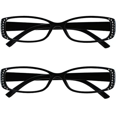 Opulize Lunettes de lecture pour femmes - Noir avec accents violets - +2,50 - reading glasses Opulize Lunettes de lecture pour femmes - Noir avec accents violets - +2,50 - reading glasses