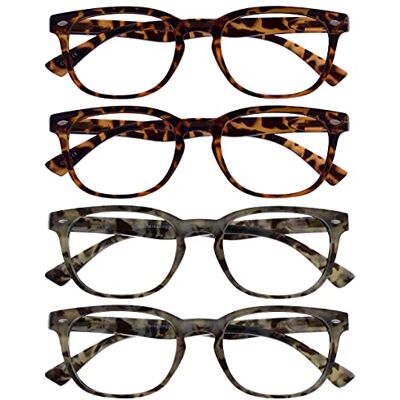 Lunettes de lecture Opulize marron gris - Unisex - Pack de 4 - +2.00 Lunettes de lecture Opulize marron gris - Unisex - Pack de 4 - +2.00