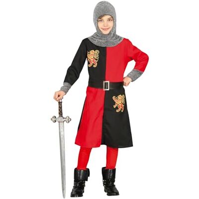 FIESTAS GUIRCA Déguisement de chevalier médiéval pour enfant Tenue de guerrier rouge et noir pour enfants de 7 à 9 ans FIESTAS GUIRCA Déguisement de chevalier médiéval pour enfant Tenue de guerrier rouge et noir pour enfants de 7 à 9 ans
