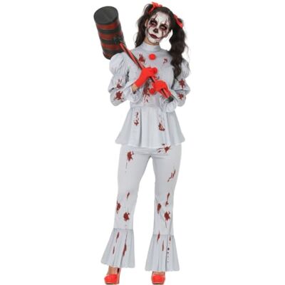FIESTAS GUIRCA Déguisement de clown diabolique pour femme (38-40/M) Casaque et pantalon Idéal pour Halloween et fêtes Gris et rouge FIESTAS GUIRCA Déguisement de clown diabolique pour femme (38-40/M) Casaque et pantalon Idéal pour Halloween et fêtes Gris et rouge