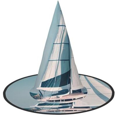JGHHOUN Chapeau de bateau à voile imprimé paysage Halloween Carnaval Sorcière Accessoire de costume pour bal masqué, fête à thème, célébrations de vacances, hommes et femmes JGHHOUN Chapeau de bateau à voile imprimé paysage Halloween Carnaval Sorcière Accessoire de costume pour bal masqué, fête à thème, célébrations de vacances, hommes et femmes