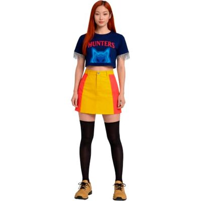 FIESTAS GUIRCA Déguisement de chasseuse Pop Star T-shirt, jupe et chaussettes Déguisement de chanteuse et star de la musique pour carnaval et fêtes costumées FIESTAS GUIRCA Déguisement de chasseuse Pop Star T-shirt, jupe et chaussettes Déguisement de chanteuse et star de la musique pour carnaval et fêtes costumées