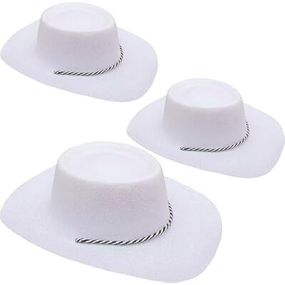 Toyland ® Lot de 3 chapeaux de cowboy à paillettes blanches de 34 cm (13") Festivals, concerts, déguisements et accessoires pour enterrement de vie de jeune fille 10 couleurs disponibles Toyland ® Lot de 3 chapeaux de cowboy à paillettes blanches de 34 cm (13") Festivals, concerts, déguisements et accessoires pour enterrement de vie de jeune fille 10 couleurs disponibles