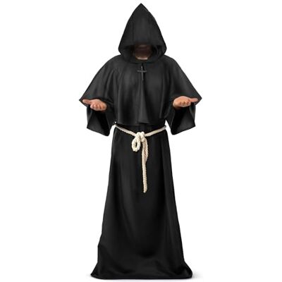 Spooktacular Creations Cape médiévale à capuche pour adulte, robe de prêtre de la Renaissance – Costume d'Halloween (taille S) Spooktacular Creations Cape médiévale à capuche pour adulte, robe de prêtre de la Renaissance – Costume d'Halloween (taille S)