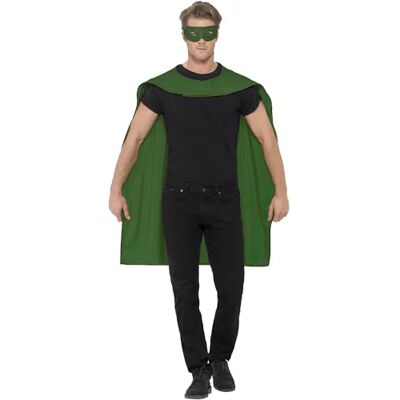 Smiffys Cape, Vert, avec masque pour les yeux Smiffys Cape, Vert, avec masque pour les yeux