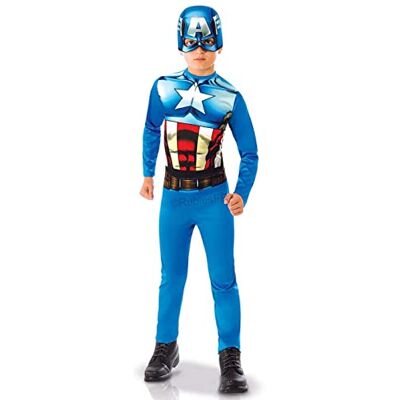 RUBIE'S Rubies AVENGERS officiel -Déguisement Entrée de Gamme Captain America 7-8 ans, Bleu RUBIE'S Rubies AVENGERS officiel -Déguisement Entrée de Gamme Captain America 7-8 ans, Bleu