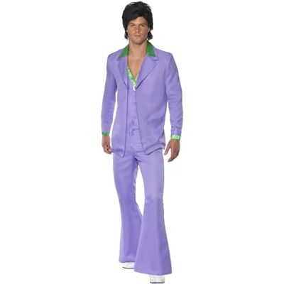 Smiffys Costume Lavande des Années 70, Veste avec Fausse Chemise et Gilet, Pantalon disco Homme (lot de 1) Smiffys Costume Lavande des Années 70, Veste avec Fausse Chemise et Gilet, Pantalon disco Homme (lot de 1)