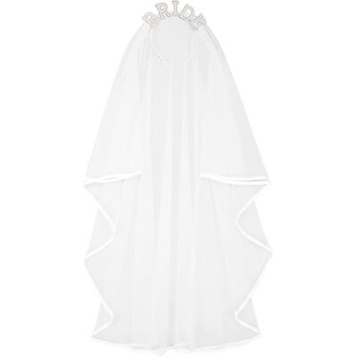 Boland 01533 Diadème Bride avec voile et perles Serre-tête pour enterrement de vie de jeune fille et fête à thème Boland 01533 Diadème Bride avec voile et perles Serre-tête pour enterrement de vie de jeune fille et fête à thème