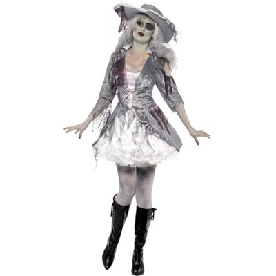 Smiffys Costume de pirate de luxe de bateau fantôme, gris avec robe et chapeau, déguisement d'Halloween pour adulte Smiffys Costume de pirate de luxe de bateau fantôme, gris avec robe et chapeau, déguisement d'Halloween pour adulte