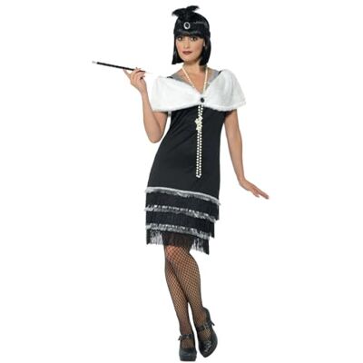 Smiffys Costume Dames des Années 1920, Noir, avec Robe, Bandeau et Tole en Fourrure Costume Années 20 Femme (lot de 1) Smiffys Costume Dames des Années 1920, Noir, avec Robe, Bandeau et Tole en Fourrure Costume Années 20 Femme (lot de 1)