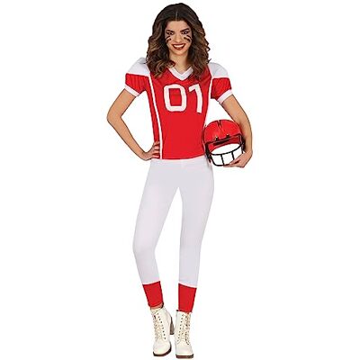 FIESTAS GUIRCA Déguisement de rugby pour femme – Uniforme de quarterback de football américain rouge – Déguisement pour femme Taille M 38-40 FIESTAS GUIRCA Déguisement de rugby pour femme – Uniforme de quarterback de football américain rouge – Déguisement pour femme Taille M 38-40