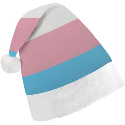 JZemdybill Chapeau de Noël, chapeau de drapeau transgenre pour diverses fêtes de fin d'année JZemdybill Chapeau de Noël, chapeau de drapeau transgenre pour diverses fêtes de fin d'année