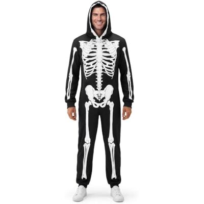 Spooktacular Creations Costume squelette pour homme et adulte, pyjama squelette en peluche avec fermeture éclair, costume d'Halloween pour fêtes sur le thème d'Halloween Spooktacular Creations Costume squelette pour homme et adulte, pyjama squelette en peluche avec fermeture éclair, costume d'Halloween pour fêtes sur le thème d'Halloween