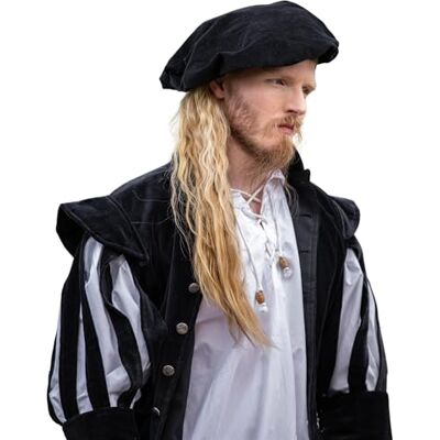 Leonardo Carbone ® Chapeau de béret en velours pour homme Bande intégrée Fronces à l'arrière Carnaval, Halloween, cosplay, LARP, médiéval, béret, chapeau, coton 100 % coton Noir Taille L Leonardo Carbone ® Chapeau de béret en velours pour homme Bande intégrée Fronces à l'arrière Carnaval, Halloween, cosplay, LARP, médiéval, béret, chapeau, coton 100 % coton Noir Taille L