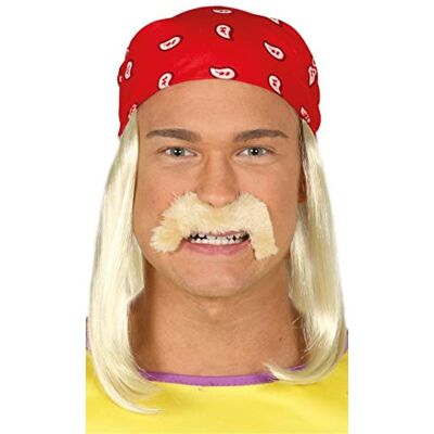 FIESTAS GUIRCA , S.L. 1980s Adult Wrestler Wig and Moustache FIESTAS GUIRCA , S.L. 1980s Adult Wrestler Wig and Moustache