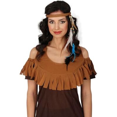 FIESTAS GUIRCA Bandeau indien avec plumes (taille unique) Accessoire de déguisement pour fêtes indiennes et célébrations à thème Unisexe Marron FIESTAS GUIRCA Bandeau indien avec plumes (taille unique) Accessoire de déguisement pour fêtes indiennes et célébrations à thème Unisexe Marron