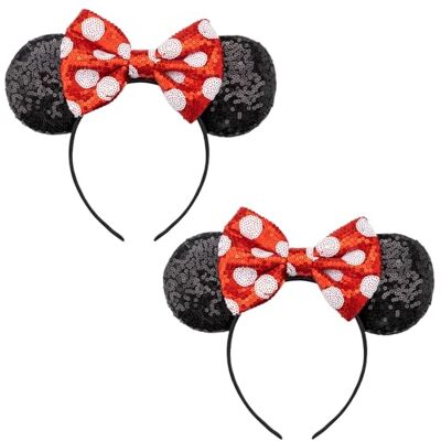 DRESHOW Oreilles de Souris Arc Bandeaux Paillettes Décoration de Fête Cosplay Costume pour Femmes DRESHOW Oreilles de Souris Arc Bandeaux Paillettes Décoration de Fête Cosplay Costume pour Femmes
