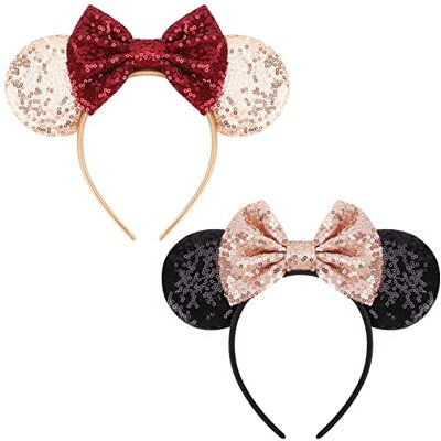 DRESHOW Oreilles de Souris Arc Bandeaux Paillettes Décoration de Fête Cosplay Costume pour Femmes DRESHOW Oreilles de Souris Arc Bandeaux Paillettes Décoration de Fête Cosplay Costume pour Femmes