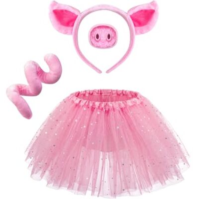 Spooktacular Creations Ensemble de costume de porc rose avec oreilles de porc, queue de nez, nœud papillon, jupe tut, accessoires de costumes d'animaux d'Halloween pour enfants Spooktacular Creations Ensemble de costume de porc rose avec oreilles de porc, queue de nez, nœud papillon, jupe tut, accessoires de costumes d'animaux d'Halloween pour enfants