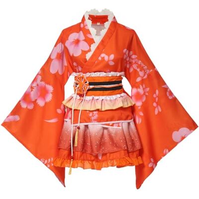 GRACEART Robe Kimono japonaise, robe de costume Cosplay Anime, ORANGE, S GRACEART Robe Kimono japonaise, robe de costume Cosplay Anime, ORANGE, S