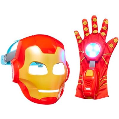 Marvel Iron Man et ses Amis Extraordinaires, Pack de déguisement du héros en armure, masque et gant électronique Iron Man, pour enfants, dès 3 ans Marvel Iron Man et ses Amis Extraordinaires, Pack de déguisement du héros en armure, masque et gant électronique Iron Man, pour enfants, dès 3 ans