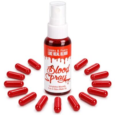 com-four ® Ensemble de sang artificiel pièces, Spray sanguin et capsules Halloween maquillage com-four ® Ensemble de sang artificiel pièces, Spray sanguin et capsules Halloween maquillage