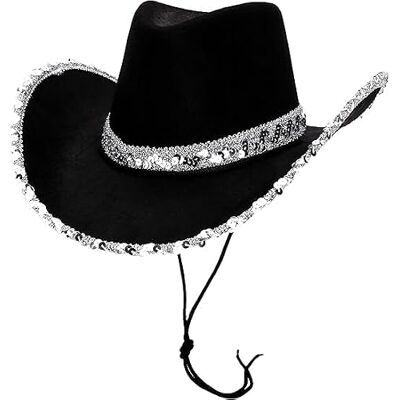 Toyland ® Chapeau de cowboy noir de 38 cm (15") avec bordure à paillettes argentées Accessoires pour festivals, concerts, déguisements et enterrements de vie de jeune fille 3 couleurs disponibles Toyland ® Chapeau de cowboy noir de 38 cm (15") avec bordure à paillettes argentées Accessoires pour festivals, concerts, déguisements et enterrements de vie de jeune fille 3 couleurs disponibles
