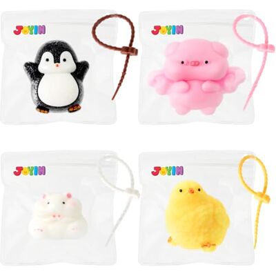 JOYIN Lot de 4 figurines à presser en forme d'animal Kawaii Mochi Fufu Jouets souples anti-stress pour cadeaux d'invités, sacs à dragées et cadeaux d'anniversaire JOYIN Lot de 4 figurines à presser en forme d'animal Kawaii Mochi Fufu Jouets souples anti-stress pour cadeaux d'invités, sacs à dragées et cadeaux d'anniversaire