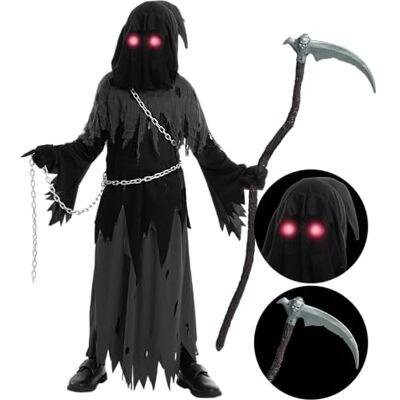 Spooktacular Creations Child Unisex Glowing Eyes Reaper Costume for Creepy Phantom Halloween Costume (Large (10-12 yrs)) Spooktacular Creations Child Unisex Glowing Eyes Reaper Costume for Creepy Phantom Halloween Costume (Large (10-12 yrs))
