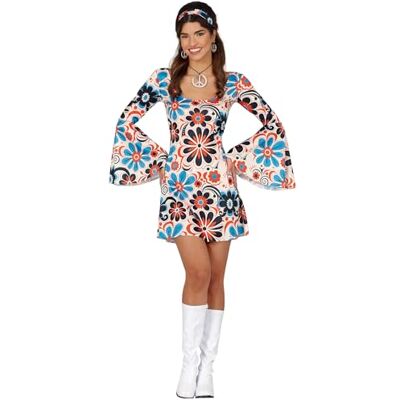 Déguisement disco des années 70 à fleurs bleues - Costumes Déguisement disco des années 70 à fleurs bleues - Costumes