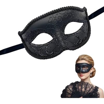 DONGKER Masque demi-visage pour cosplay, carnaval, bal masqué, fête costumée, Halloween DONGKER Masque demi-visage pour cosplay, carnaval, bal masqué, fête costumée, Halloween