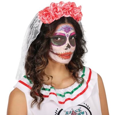 FIESTAS GUIRCA Bandeau avec voile et fleurs sanglantes (taille unique) Accessoire pour déguisement de mariée fantôme ou catrine pour Halloween et le jour des morts Idéal pour femme Blanc FIESTAS GUIRCA Bandeau avec voile et fleurs sanglantes (taille unique) Accessoire pour déguisement de mariée fantôme ou catrine pour Halloween et le jour des morts Idéal pour femme Blanc