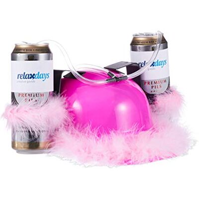 Relaxdays Casque à Bière Rose Boire avec Tuyau Casque à Boisson Anti Soif 2 Porte Canettes Fête, Plume Rose Relaxdays Casque à Bière Rose Boire avec Tuyau Casque à Boisson Anti Soif 2 Porte Canettes Fête, Plume Rose