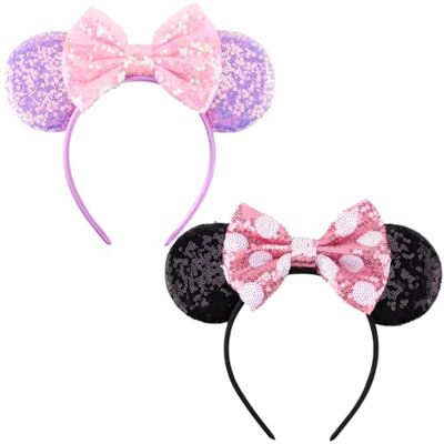 DRESHOW Oreilles de Souris Arc Bandeaux Paillettes Décoration de Fête Cosplay Costume pour Femmes DRESHOW Oreilles de Souris Arc Bandeaux Paillettes Décoration de Fête Cosplay Costume pour Femmes