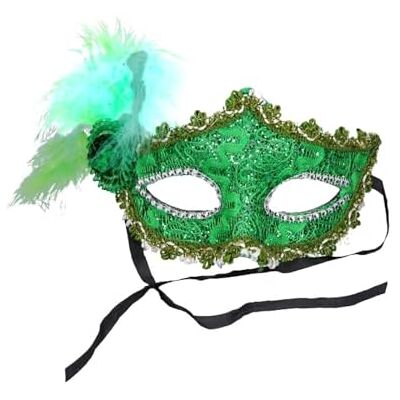 Guirca Modèle - Masque pour les yeux avec plume verte Guirca Modèle - Masque pour les yeux avec plume verte