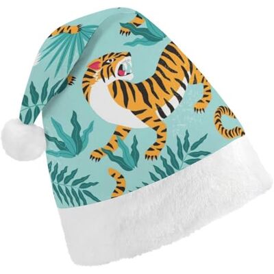 JZemdybill Chapeau de Noël, motif tigre pour diverses fêtes de fin d'année JZemdybill Chapeau de Noël, motif tigre pour diverses fêtes de fin d'année